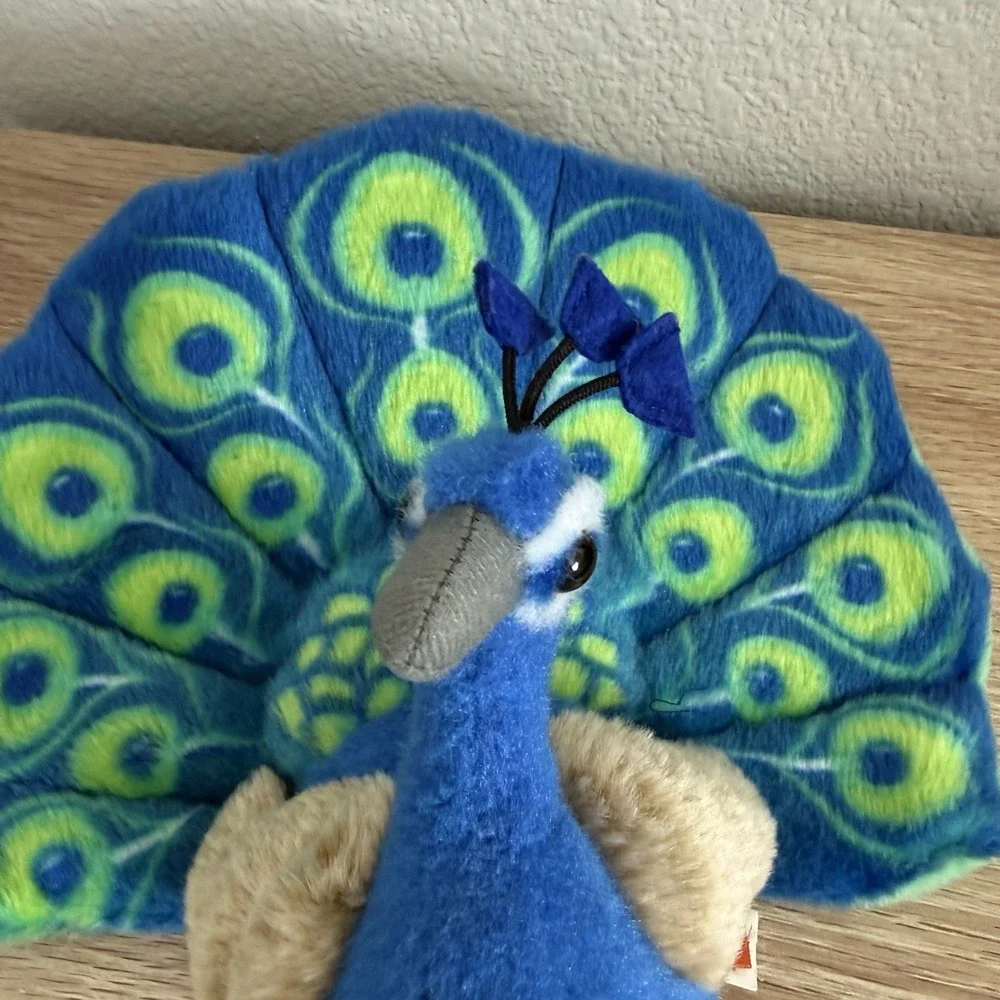 Wild Republic Peacock Plush Stuffed Animal 2020 Blue Green Soft Toy 12